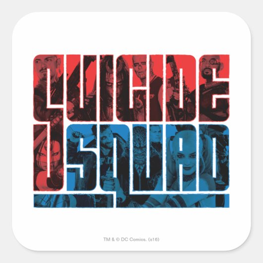 Suicide Squad | Rood en blauw Logo Vierkante Sticker (Voorkant)