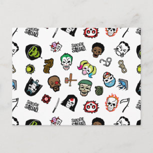 Suicide Squad   Suicide Squad Emoji Pattern Briefkaart