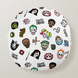 Suicide Squad   Suicide Squad Emoji Pattern Rond Kussen