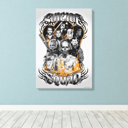 Suicide Squad | Task Force X Tribal Tattoo Canvas Afdruk (Insitu (Houten vloer))