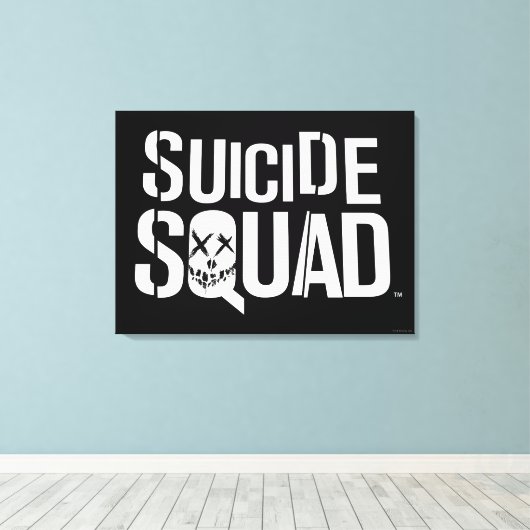 Suicide Squad | Witte Logo Canvas Afdruk (Insitu (Houten vloer))