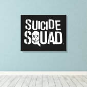 Suicide Squad | Witte Logo Canvas Afdruk (Insitu (Houten vloer))