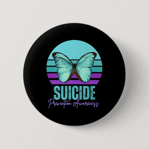Suïcidepreventie bewustzijn groenblauw en paars be ronde button 5,7 cm