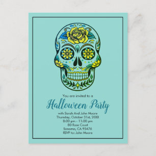 Suiker Aqua Blue Halloween Party Uitnodiging Briefkaart