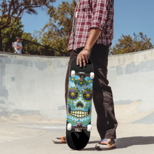 Suiker Blauwe Floral Skateboard