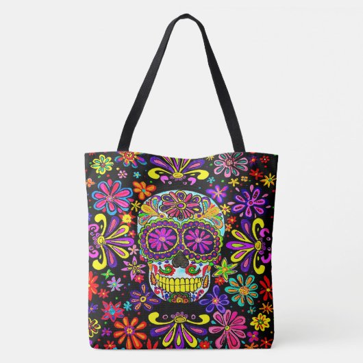 Suiker Canvas tas schedel (Achterkant)