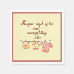 Suiker en Kruiden Geel en Roze Baby Shower Servet