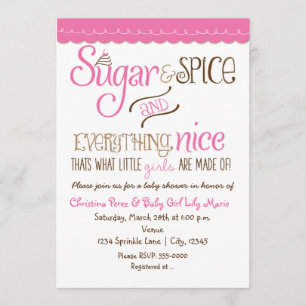 Suiker & Kruiden Typografie Baby Shower Uitnodigin Kaart
