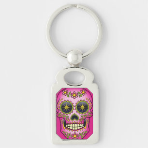 Suiker magenta Floral Sleutelhanger