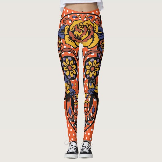 Suiker Oranje Paarse pokstip Leggings (Voorkant)