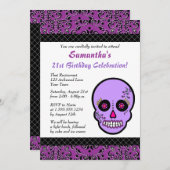 Suiker Paars en zwarte verjaardag uitnodigen Kaart (Voorkant / Achterkant)