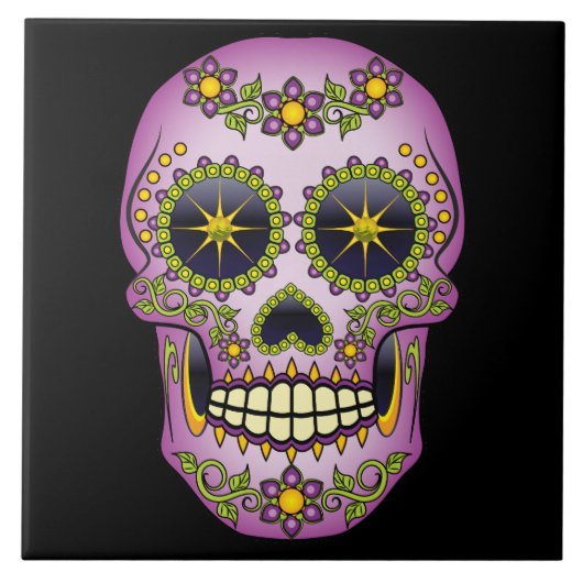 Suiker Paarse flora Tegeltje (Voorkant)