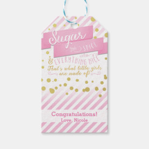 Suiker & Peper Pink & Goud Baby Shower Cadeaubijsl Cadeaulabel
