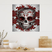 Suiker Poster van de schedel in rood (Keuken)