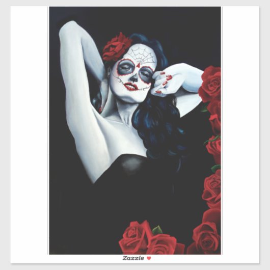 Suiker rode rozen sticker (Vel)