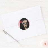 Suiker roze dag van de dood ronde sticker (Envelop)