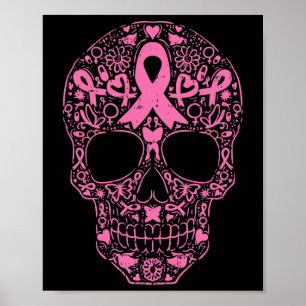 Suiker roze lintje Calavera Breast Cancer Awa Poster