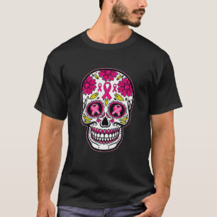 Suiker roze lintje Calavera Breast Cancer Awa T-shirt