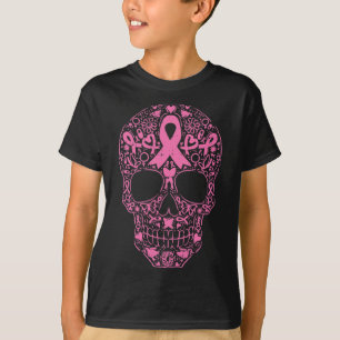 Suiker roze lintje Calavera Breast Cancer Awa T-shirt