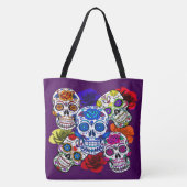 Suiker Rozen met kleurrijke huid Cinco Alle zielen Draagtas (Achterkant)