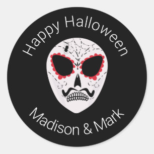 Suiker Schedel Halloween Favor Ronde Sticker