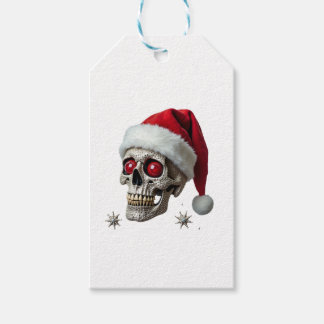 Suiker Schedel met Kerstman Hoed T-shirt Kerst Pyj Cadeaulabel