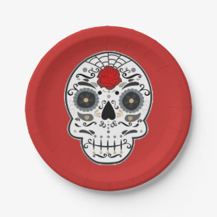 Suiker Schedel Mexicaans Spaans Skelet Feestje Papieren Bordje