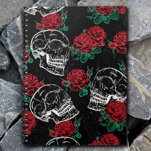Suiker schedel   Modern Red Rose Gothic Grunge Notitieboek