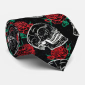Suiker schedel | Modern Red Rose Gothic Grunge Stropdas (Opgerold)
