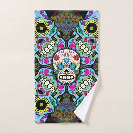 Suiker Schedel Patroon Handdoek (Handdoek)