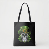Suiker Schedel St. Patrick's Day Klaver Draagtas (Voorkant)
