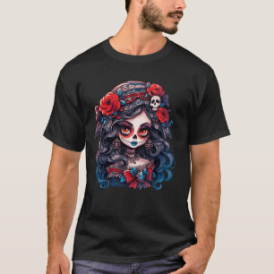 Suiker Schedel Vrouwen Dia De Muertos La Catrina D T-shirt