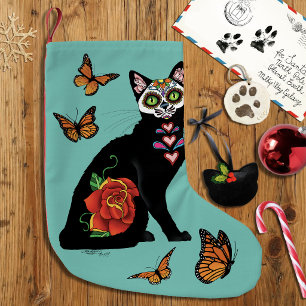 Suiker Schedel Zwarte Kat Roos Turquoise Hart Kleine Kerstsok