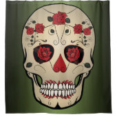 Suiker schedelgezicht met juweelogen douchegordijn (Voorkant)