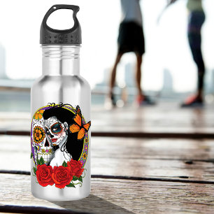 Suiker Schedels Art Nouveau Waterfles