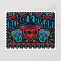 Suiker Schedels Papel Picado stijl bewaar de datum