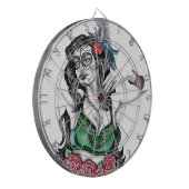 Suiker schedelvrouw met Rozen Dartbord (Voorkant Links)