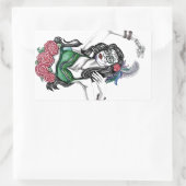 Suiker schedelvrouw met Rozen Rechthoekige Sticker (Tas)