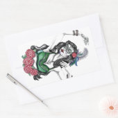 Suiker schedelvrouw met Rozen Rechthoekige Sticker (Envelop)
