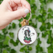 Suiker schedelvrouw met Rozen Sleutelhanger (Hand)