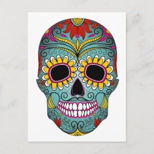 Suiker Skull Day of the Dead with floral ornaments Briefkaart
