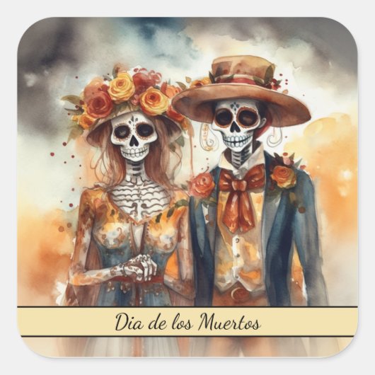 Suiker Skull Liefje, op maat gemaakt Vierkante Sticker (Voorkant)