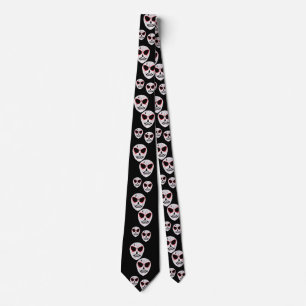 Suiker Skull Patroon Halloween Zwart Stropdas
