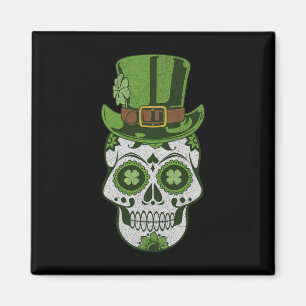 Suiker Skull St Paddys Dag Lucky Shamrock Vintage  Magneet