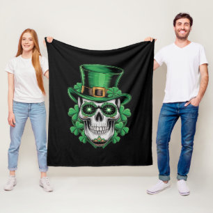 Suiker Skull St Patrick Dag Lucky Shamrock Fleece Deken