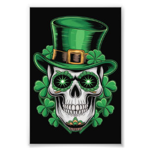Suiker Skull St Patrick Dag Lucky Shamrock  Foto Afdruk