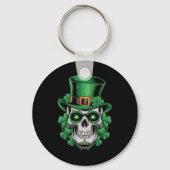 Suiker Skull St Patrick Dag Lucky Shamrock Sleutelhanger (Voorkant)