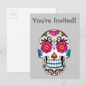 Suiker Skull - Tatoeage Kunst Uitnodiging Briefkaart (Voorkant / Achterkant)
