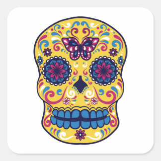 SUIKER SKULL VIERKANTE STICKER