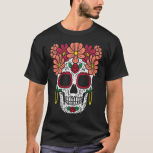 Suikerbloemen Hoofd Calavera Floral Dia De Lo T-shirt